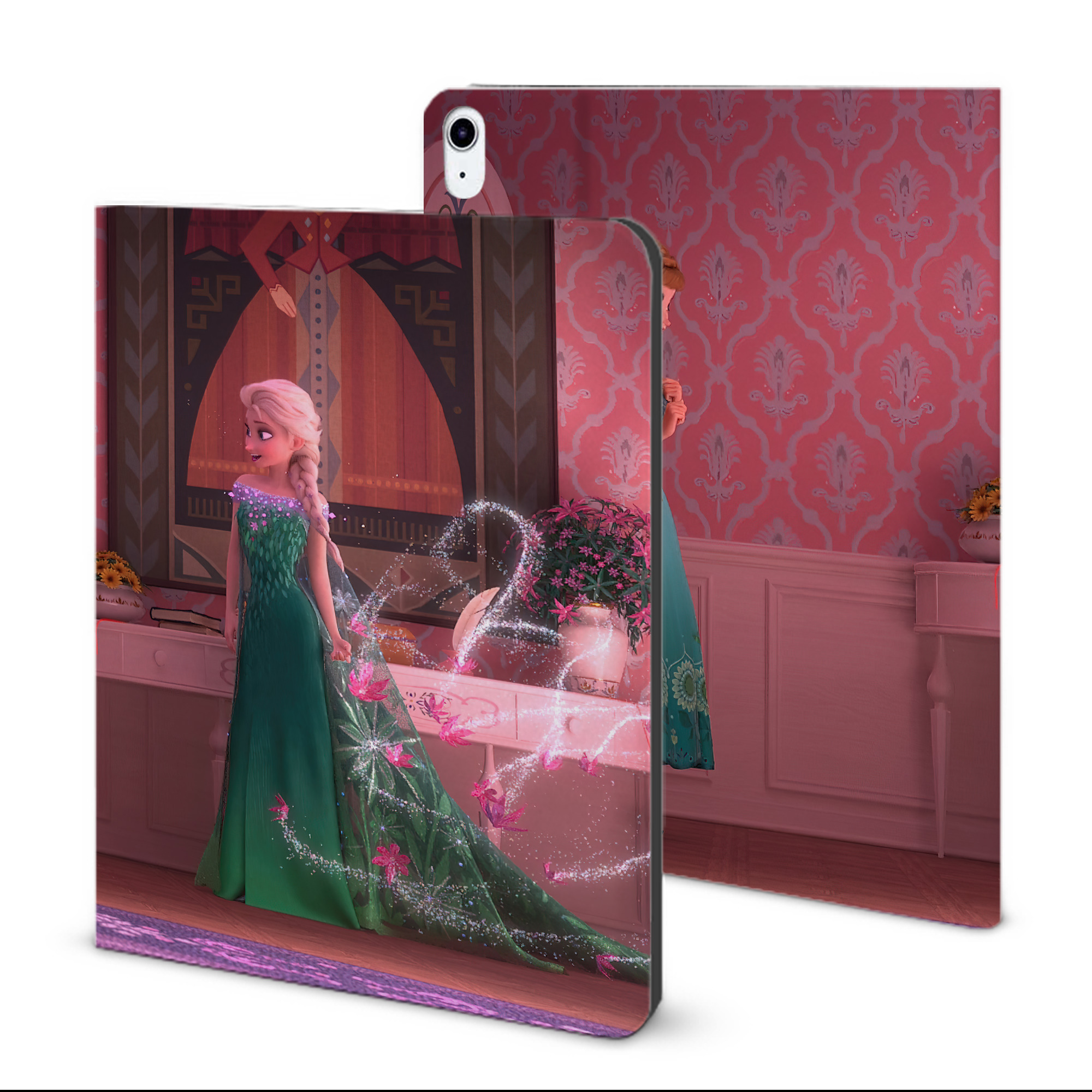 （画像用） アナと雪の女王 アンナ エルサ Frozen Anna Elsa IPad ケース ブック型 PUレザー TPU 耐衝撃 軽量 薄型 ペン収納なし 全面保護 IPad 各モデル対応